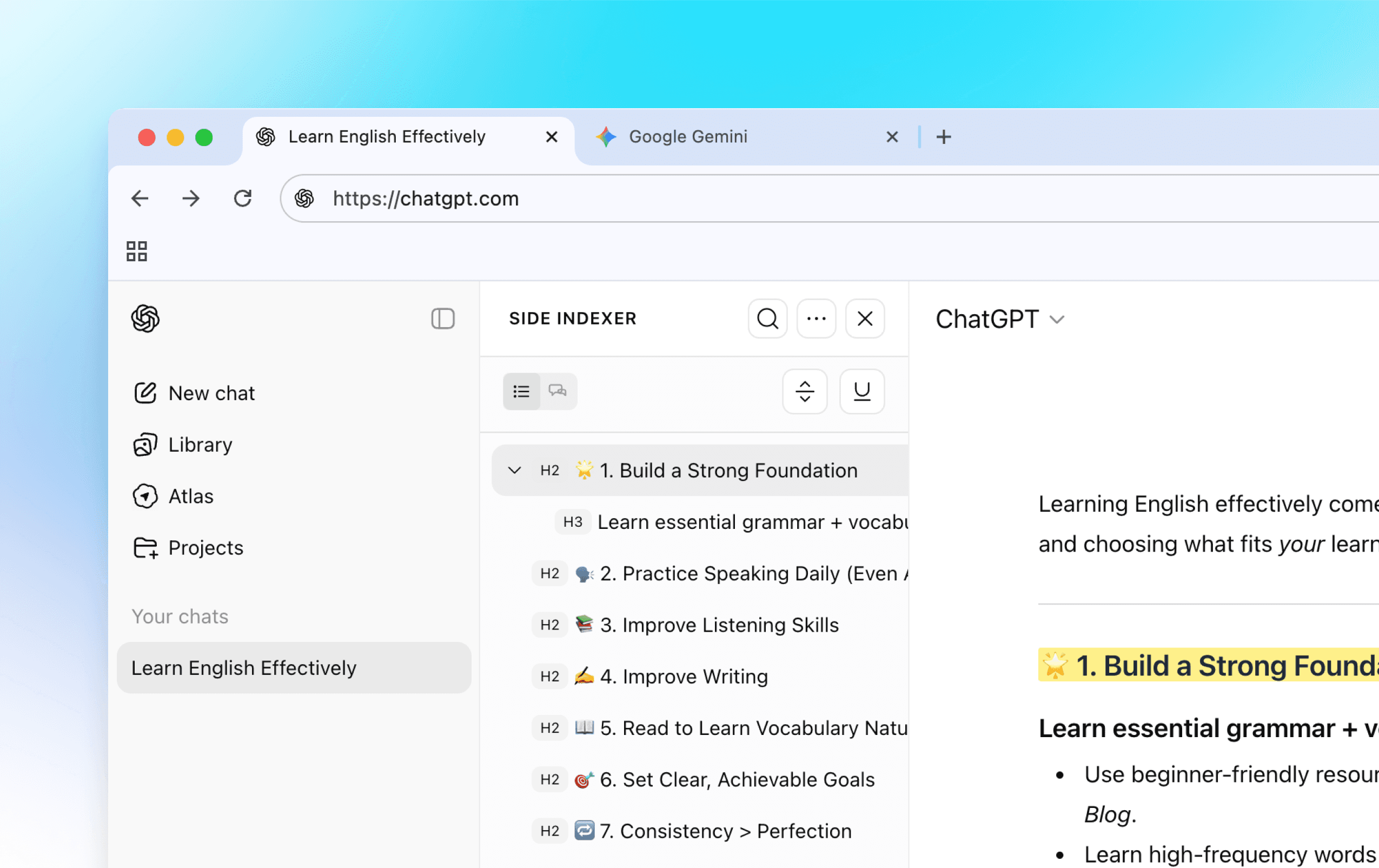 Side Indexer Welcome ChatGPT